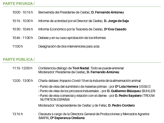 Programa Asamblea General Cesfac